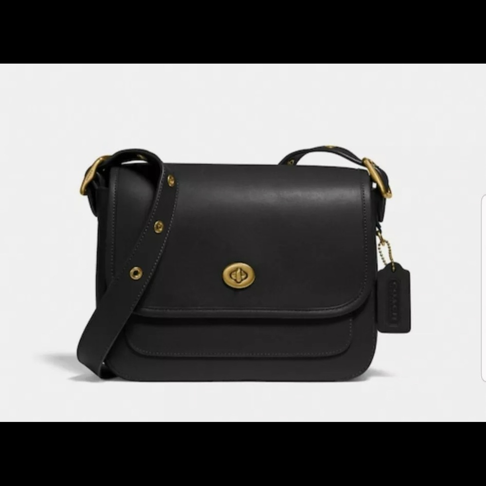 NWT COACH RAMBLER CROSSBODY Black leather glove-tanned OBO